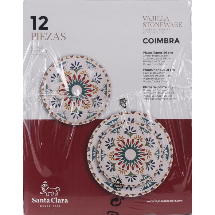 Vajilla Coimbra Monaco 12 Piezas - Santa Clara, Stoneware, Lavavajillas y Microondas (2 Unidades) 5 Vajilla Coimbra Monaco 12 Piezas - Santa Clara, Stoneware, Lavavajillas y Microondas (2 Unidades) 5