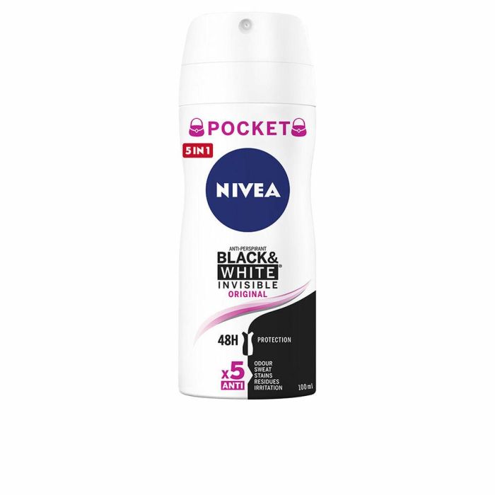 Nivea Black & White Invisible Original Desodorante Antitranspirante Mujer Spray 48h Protección Sin Manchas Blancas & Amarillas 100 ml