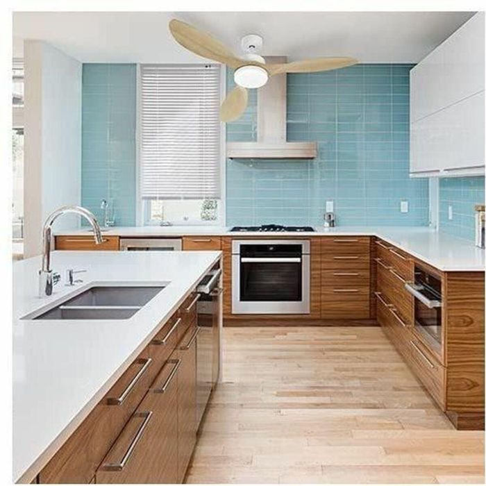 Farelek FAR3431541124400 Ventilador de Techo Oklahoma White & Wood Ø137cm 100W con Iluminación LED 2