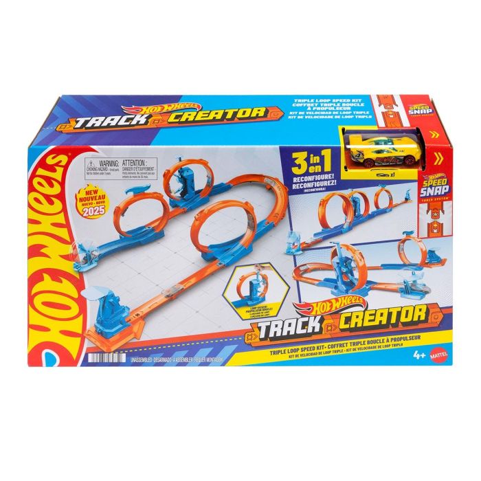 Hot Wheels Jdw39 Pista Triple Loop Track Creator Set con Lanzador, Impulsor y Coche Metálico 1:64, Múltiples Configuraciones +6 Años 1 Hot Wheels Jdw39 Pista Triple Loop Track Creator Set con Lanzador, Impulsor y Coche Metálico 1:64, Múltiples Configuraciones +6 Años 1