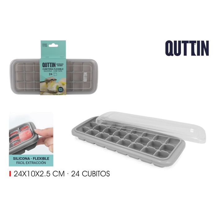Cubitera Flexible de Silicona con Tapa - 24 Cubitos - Quttin (24 Unidades) Cubitera Flexible de Silicona con Tapa - 24 Cubitos - Quttin (24 Unidades)