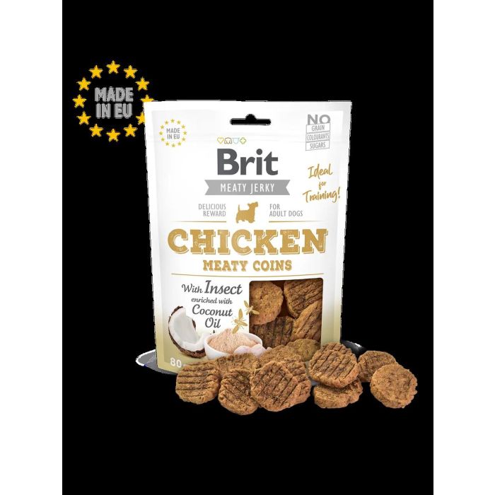 Brit Jerky Snack With Insect Meaty Coins Pollo 80 gr