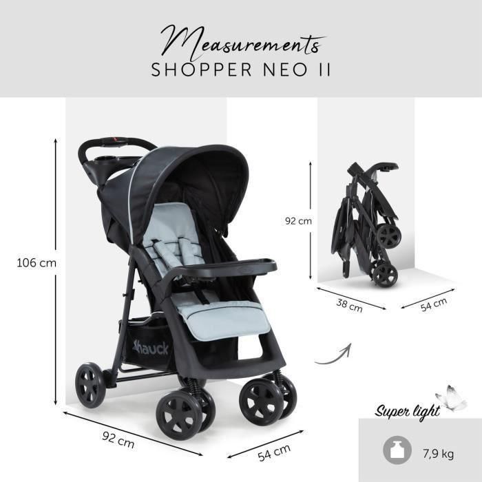 Hauck Silla de Paseo Shopper Neo II Caviar Plata - Plegado Compacto con una Mano, Reclinable, Gran Cesta, Desde el Nacimiento 5 Hauck Silla de Paseo Shopper Neo II Caviar Plata - Plegado Compacto con una Mano, Reclinable, Gran Cesta, Desde el Nacimiento 5