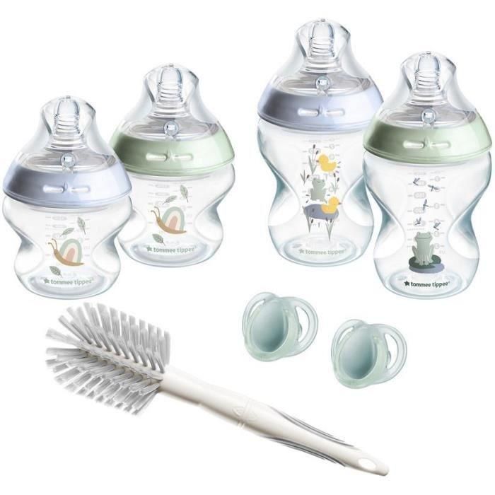 Tommee Tippee - Kit Avanzado de Biberones Anticólicos para Recién Nacidos - Tetina con Válvula Anticólicos de Flujo Lento - 150 y 260 ml - Azul Verde