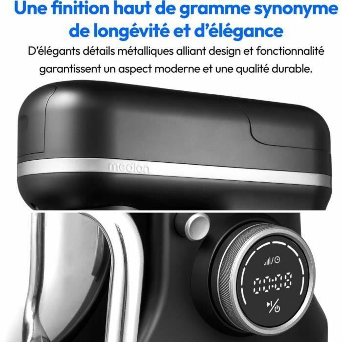 Procesador de alimentos 3 en 1 - MEDION - MD18430 - 1200 W - 5 L - 8 velocidades - Función picadora - Negro 2