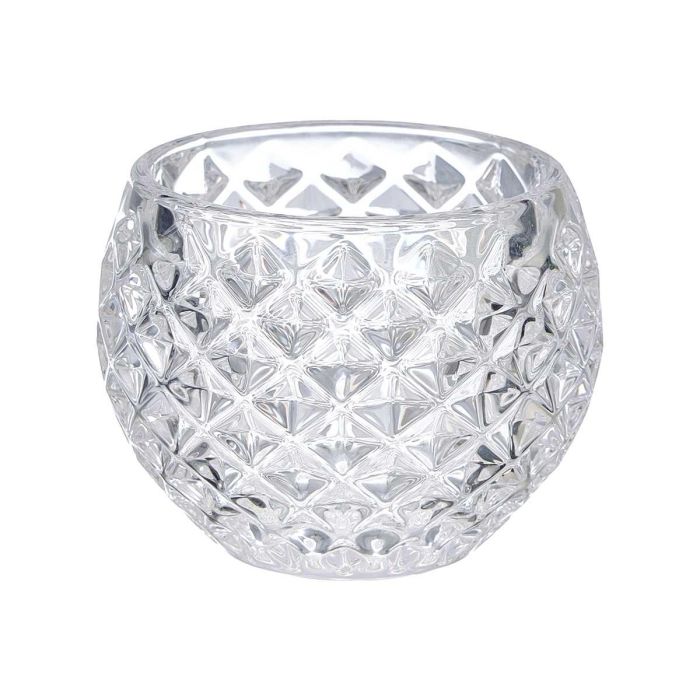Giftdecor Portavela de Cristal con Forma de Rombo, Pequeño, para Decoración o Regalo, Transparente, Dimensiones: 7.5x6x7.5 cm (Set de 24)