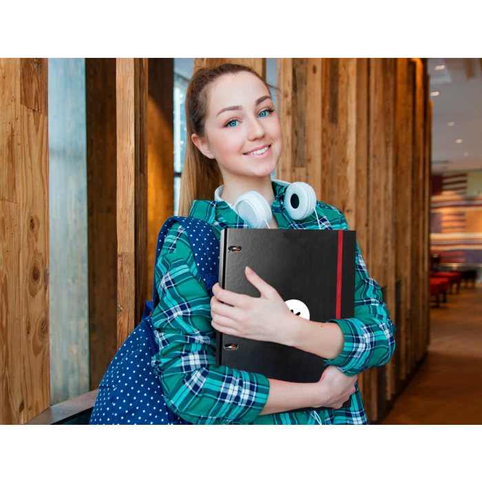 Antartik Carpeta con recambio a4 cuadro 5mm forrada 4 anillas 25mm redondas color negro 100 hojas 100 g/m² 9