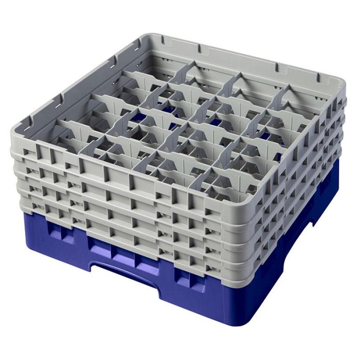 CAMBRO - 16S800-186 - Cesta de lavado 16 comp. 4 alturas - 10,9 cm Ø máx. - alt. máx. 21,7 cm - 50 x 50 x 26,7 cm - Azul marino
