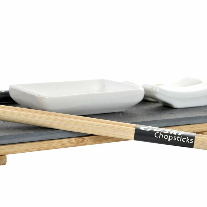 Sushi Oriental DKD Home Decor Negro Natural 10 x 3.5 x 30 cm Set de 9 1