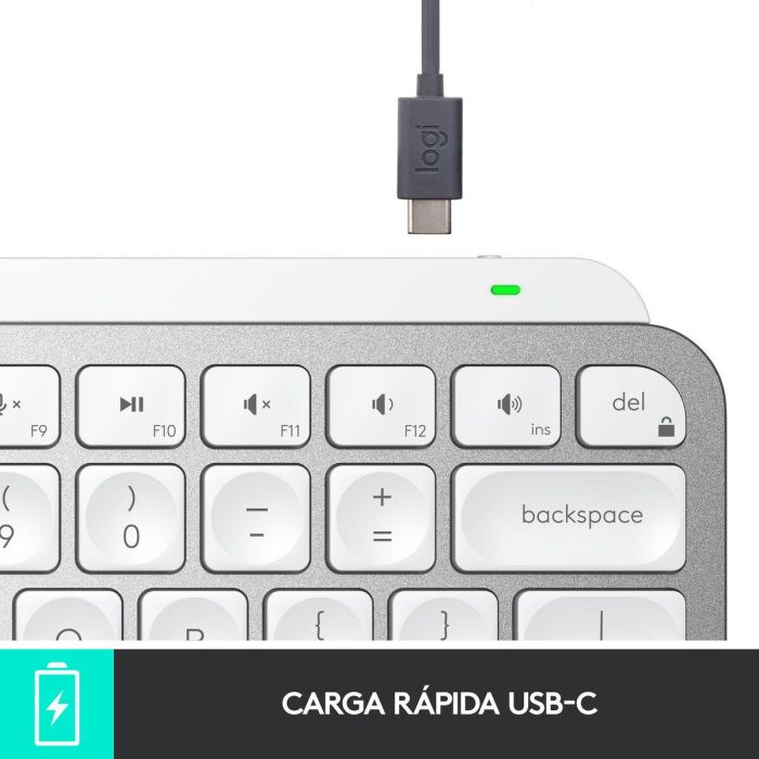Logitech MX Keys Mini Teclado Inalámbrico Gris Pálido - Teclas Esféricas Cóncavas, Retroiluminación Inteligente, Bluetooth 30