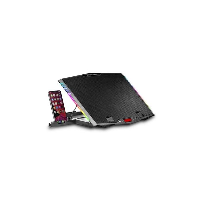 Mars Gaming MNBC5 Base Refrigeración Portátil XL hasta 17.3" con 6 Ventiladores ARGB, 7 Posiciones Stand y Soporte Móvil
