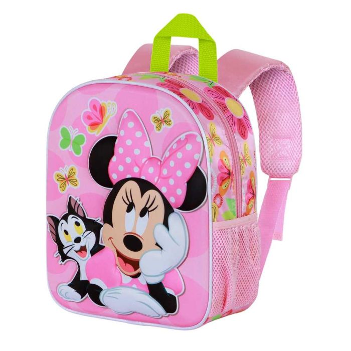 Disney Minnie Mouse Mochila preescolar 3D Elite Kitten con relieve frontal, bolsillo lateral y espalda acolchada - Rosa 7L