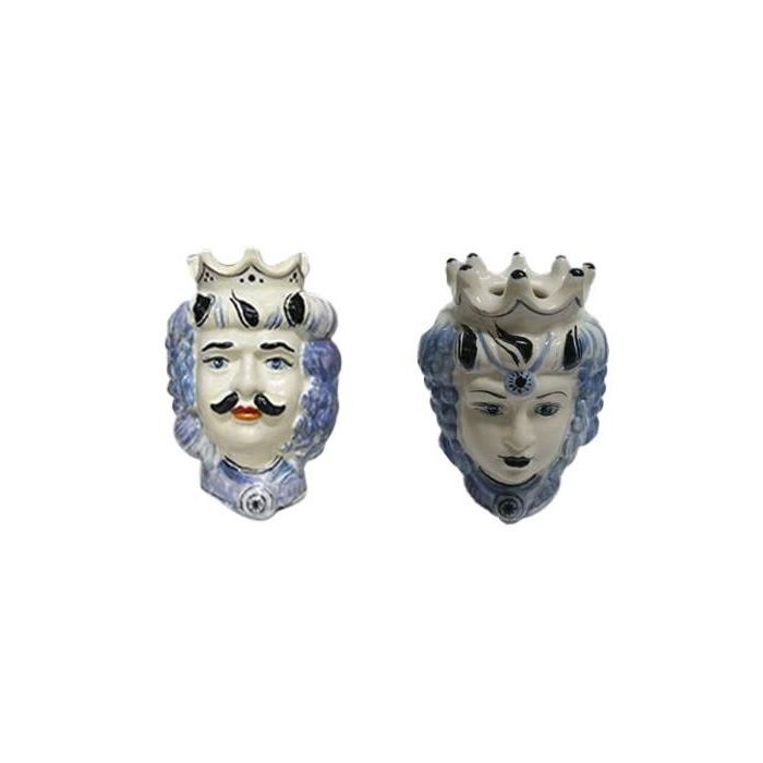 Macetero Mediterraneo DKD Home Decor Blanco Azul 15 x 26 x 15 cm