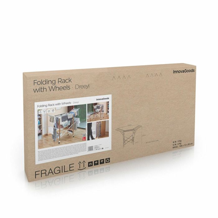 Tendedero Plegable Vertical con Ruedas Dreeyl InnovaGoods 38 Barras 1