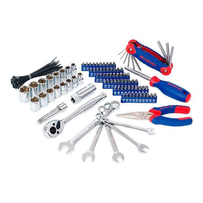 Asiento rodante + herramientas, 136 piezas, (métrico-sae) 1