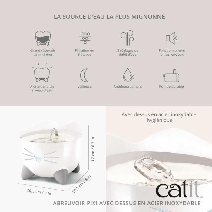 Catit Fuente de Agua Automática PIXI para Gatos 2,5 L de Acero Inoxidable con Filtro para Agua Pura 1 Catit Fuente de Agua Automática PIXI para Gatos 2,5 L de Acero Inoxidable con Filtro para Agua Pura 1