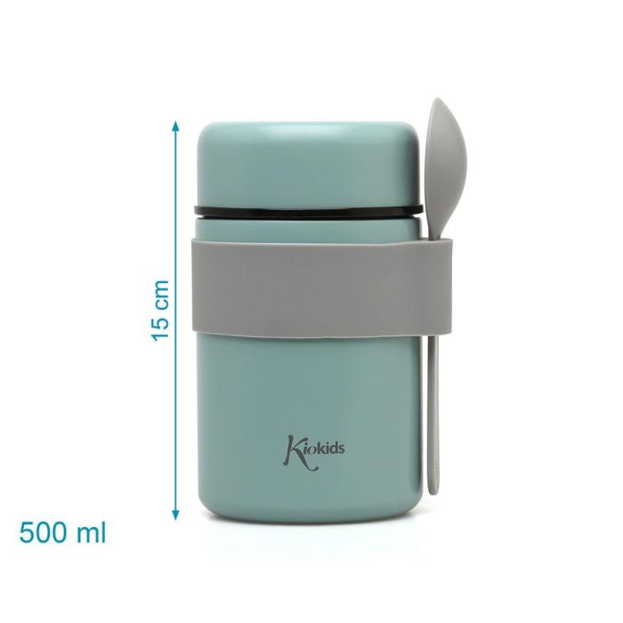 KioKids Termo Papillero De Acero Inoxidable 500ml Con Cuchara Sage Mantiene Temperatura 12h 3 KioKids Termo Papillero De Acero Inoxidable 500ml Con Cuchara Sage Mantiene Temperatura 12h 3