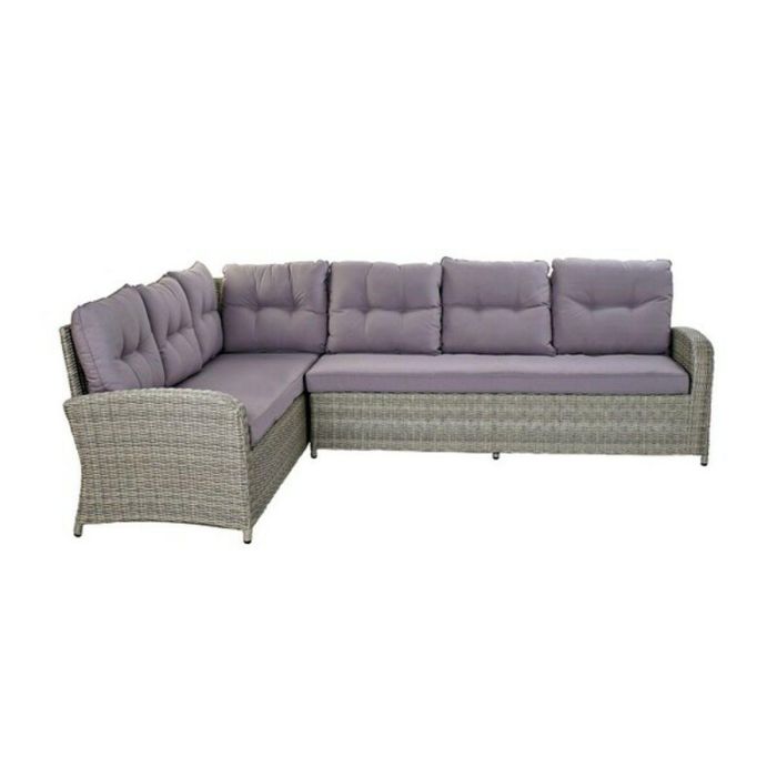 DKD Home Decor Sofá de Jardín y Terraza Gris 204x267x90 cm Set 4 Piezas Desmontable con Cojines Ratán Sintético 1 DKD Home Decor Sofá de Jardín y Terraza Gris 204x267x90 cm Set 4 Piezas Desmontable con Cojines Ratán Sintético 1