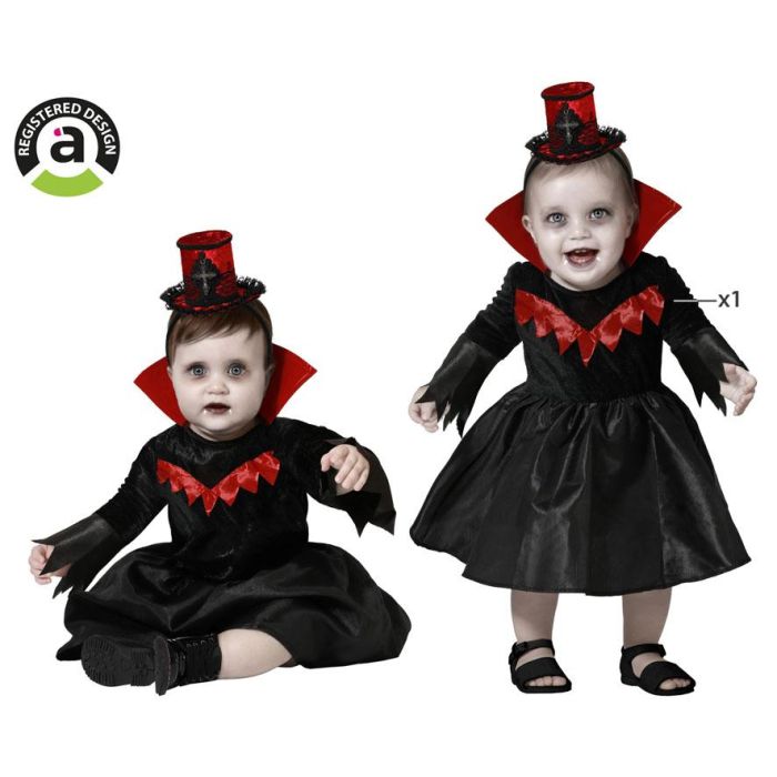 Disfraz de Vampiresa Bebé 6-12 Meses, Vestido Negro con Golas y Sombrero Mini para Halloween o Brujita 0 Disfraz de Vampiresa Bebé 6-12 Meses, Vestido Negro con Golas y Sombrero Mini para Halloween o Brujita 0