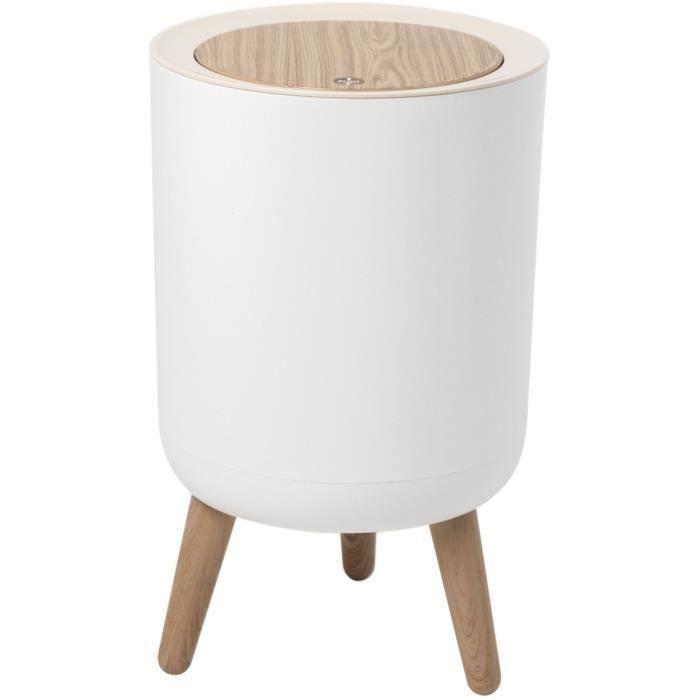 Cubo de basura con pedestal para baño con empuje - MALMO - KITCHEN MOVE - 7 L - Apertura a presión - Madera de diseño