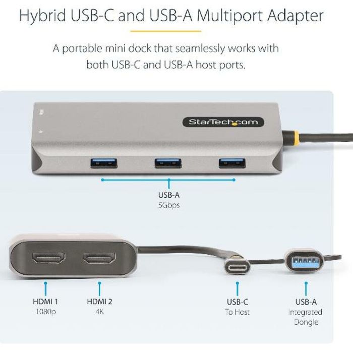 Adaptador USB Startech 167B-USBC-MULTIPORT 2 Adaptador USB Startech 167B-USBC-MULTIPORT 2