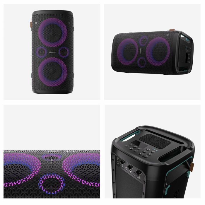 Hisense Party Storm Altavoz para Fiestas Inalámbrico Negro 300W Resistente al Agua Bluetooth USB Entrada Auxiliar Batería 15h 1