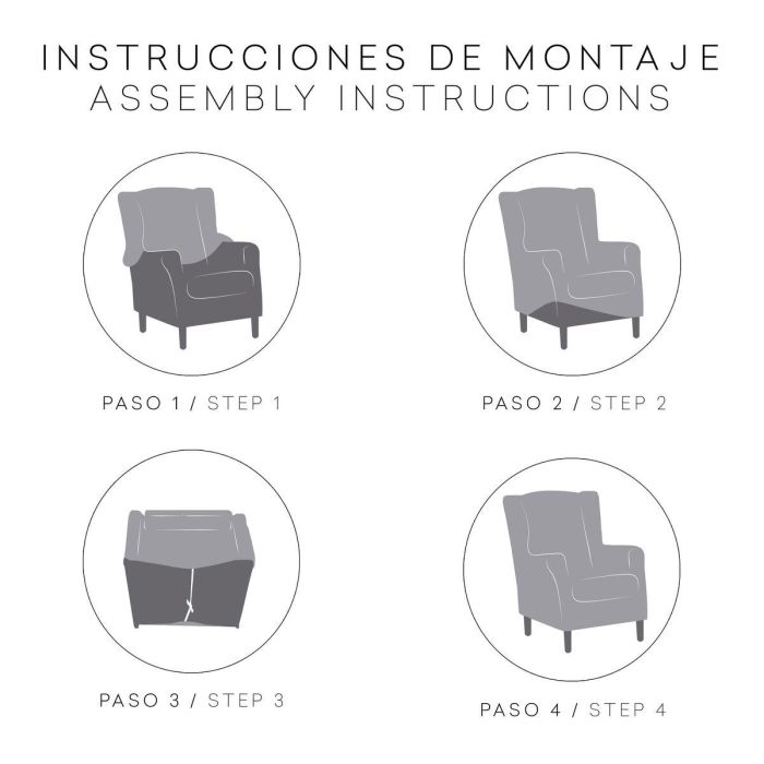 Funda para sillón orejero Eysa ULISES Blanco 80 x 100 x 90 cm 3 Funda para sillón orejero Eysa ULISES Blanco 80 x 100 x 90 cm 3