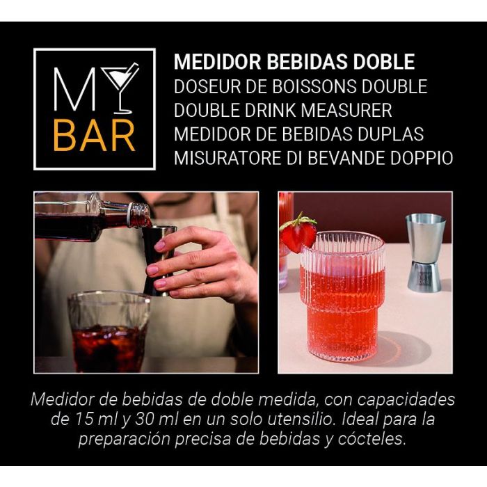 My Bar Medidor Doble para Bebidas de Acero Inoxidable 15/30 ml 12