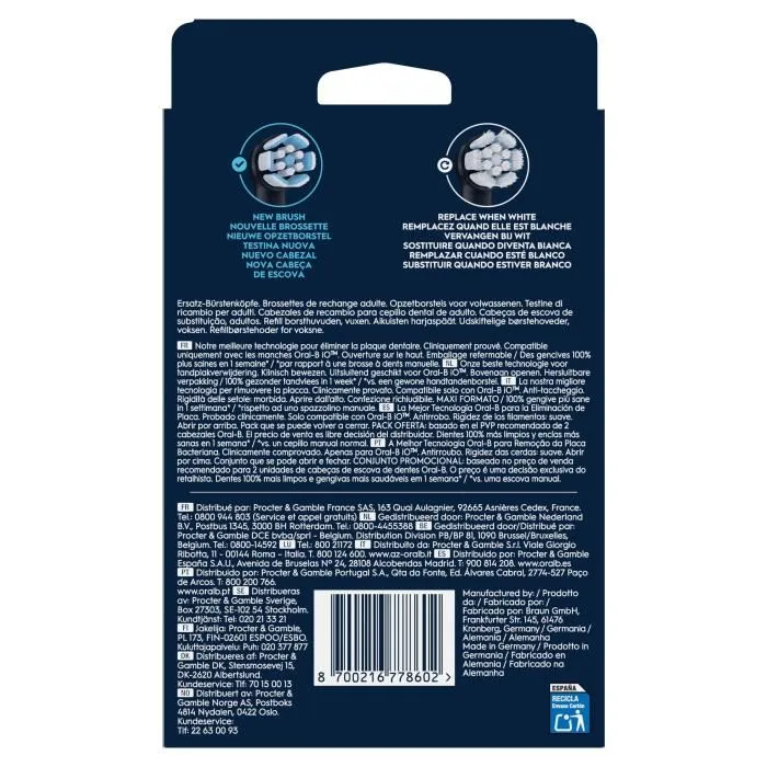 Oral-B iO Gentle Care Cepillos Dentales Recambios Pack 8 Negro 4