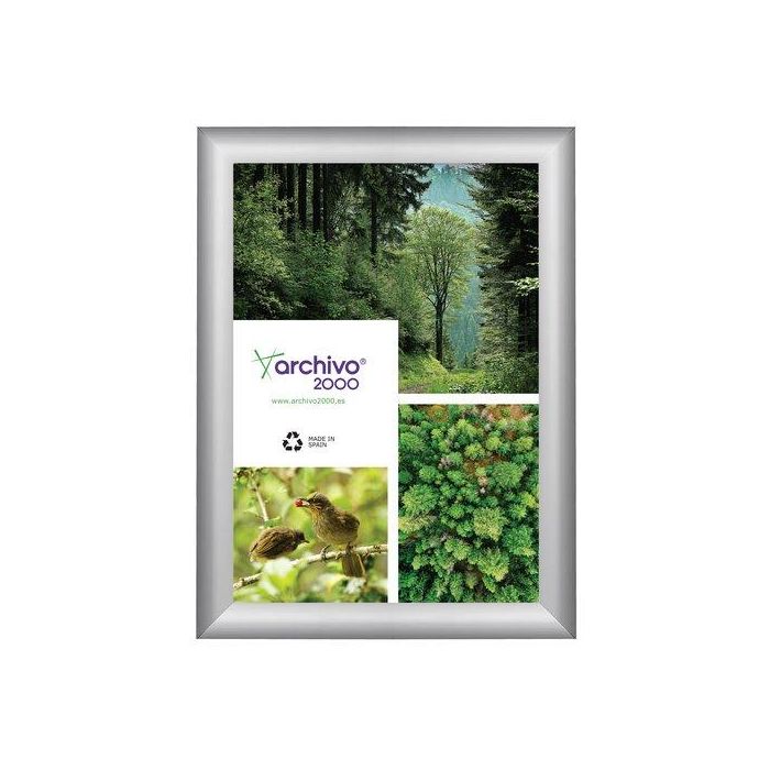 Archivo 2000 Expositor Mural Con Marco Montable Din A3 Vertical - Horizontal 10x330x450 mm Plata