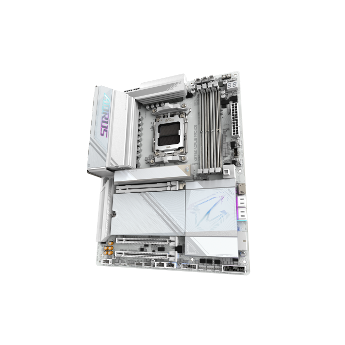 GIGABYTE Placa base X870E AORUS PRO ICE - Compatible con CPUs AMD Ryzen 9000, VRM digital de 16+2+2 fases, hasta 8000MHz DDR5 (OC), 4xM.2 + 4xPCIe 5.0, Wi-Fi 7, LAN 2.5GbE, USB 3.2 Gen 2x2 3 GIGABYTE Placa base X870E AORUS PRO ICE - Compatible con CPUs AMD Ryzen 9000, VRM digital de 16+2+2 fases, hasta 8000MHz DDR5 (OC), 4xM.2 + 4xPCIe 5.0, Wi-Fi 7, LAN 2.5GbE, USB 3.2 Gen 2x2 3