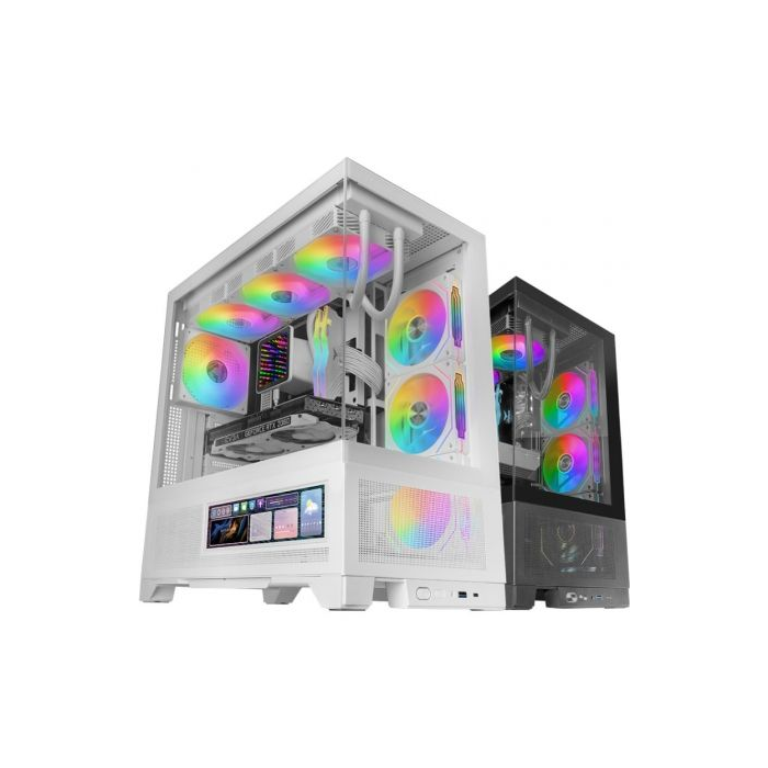 Mars Gaming Caja Ordenador MCLCDX ATX Semitorre Blanco Cristal Templado LCD