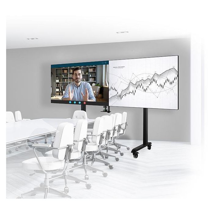 B-Tech BT8518 Carrito Móvil Premium XXL Doble Pantalla para Videoconferencia VESA 1000x800 7