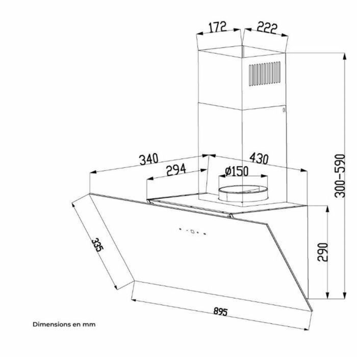 Continental Edison Campana Decorativa Inclinada CEHDI90B A+++ 90 cm Negro 1 Continental Edison Campana Decorativa Inclinada CEHDI90B A+++ 90 cm Negro 1