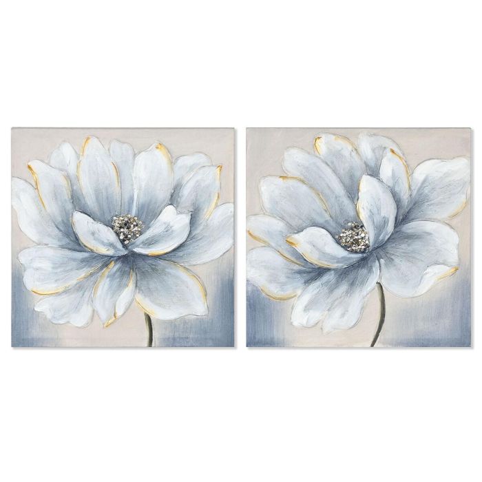 Cuadro Tradicional DKD Home Decor Azul Blanco 2.5 x 40 x 40 cm (2 Unidades)