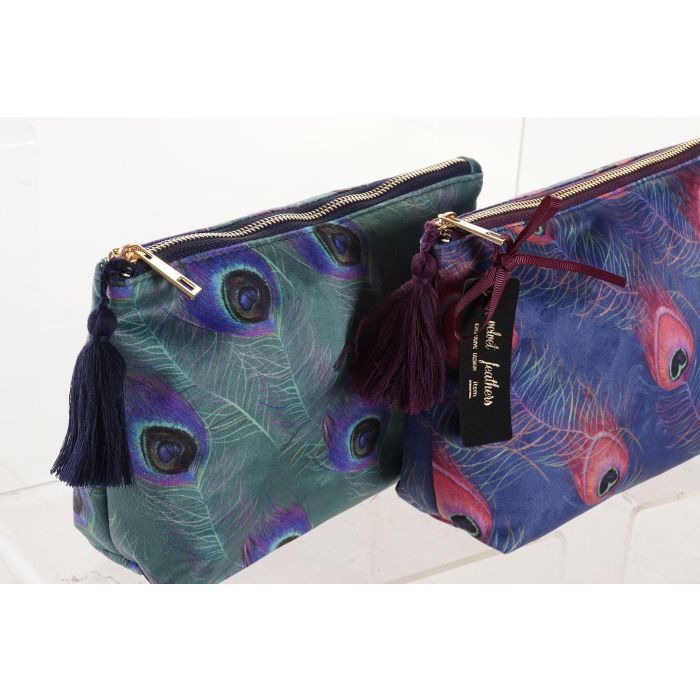 DKD Home Decor Neceser de Poliéster Glam Colección Peacock Verde Lila 7x16x26 cm (4 Unidades) 1