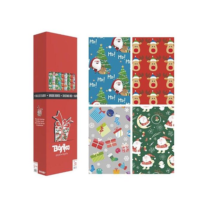 Papel De Regalo Rollo Basika 1X3 M (Caja De 40) Navidad Infantil