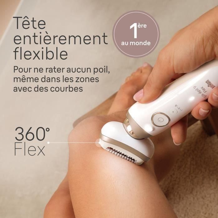 Depiladora - BRAUN - Silk Epil 9-011 3D - Cabezal flexible - Tecnología Wet & Dry - 40 pinzas MicroGrip 2 Depiladora - BRAUN - Silk Epil 9-011 3D - Cabezal flexible - Tecnología Wet & Dry - 40 pinzas MicroGrip 2