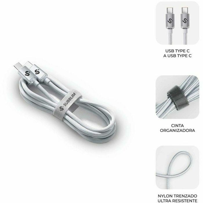 Cable USB-C a USB-C Subblim OPTIMUS Blanco 1 m 14 Cable USB-C a USB-C Subblim OPTIMUS Blanco 1 m 14