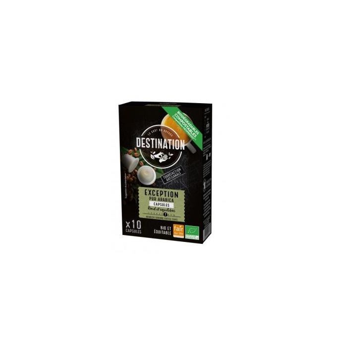 DESTINATION Café Pur Arabica Bio 10 Cápsulas Biodegradables Compatibles Nespresso Intensidad 7/10