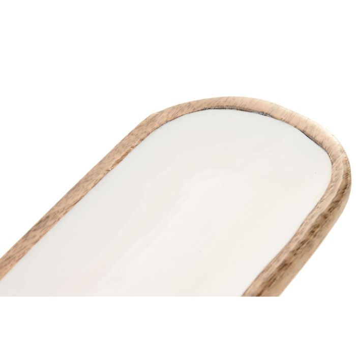 DKD Home Decor Bandeja Básicos Lacado Blanco Natural Mango 30x10x2.5 cm Apta Lavavajillas Colección National White 2