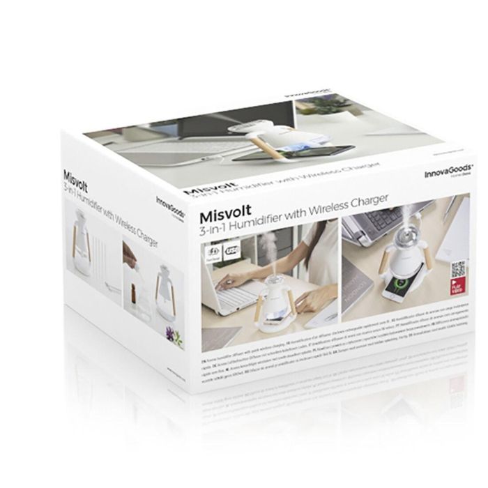 Humidificador Difusor de Aromas y Cargador Inalámbrico 3 en 1 Misvolt InnovaGoods 1 Humidificador Difusor de Aromas y Cargador Inalámbrico 3 en 1 Misvolt InnovaGoods 1