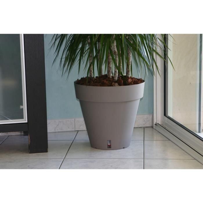 Jardinera - RISS - RIVIERA LOFT - Plástico - Redonda - Diámetro 40 cm - Taupe 1