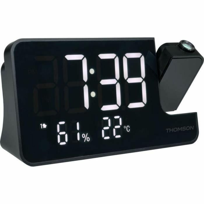 Radio reloj proyector - THOMSON - Negro - Radio FM, Temperatura, Humedad, Alarma dual, USB-C, Fuente de alimentación 230V 4