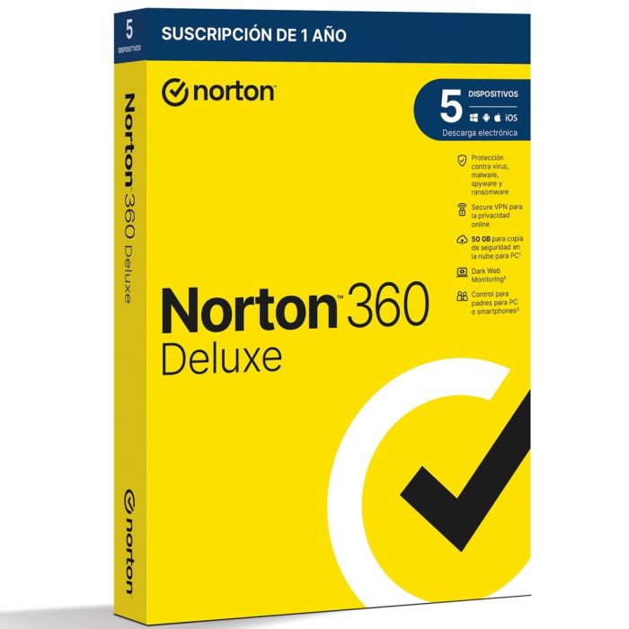 Norton 360 Deluxe Antivirus Seguridad Online VPN Control Parental 50 Dispositivos Español 1
