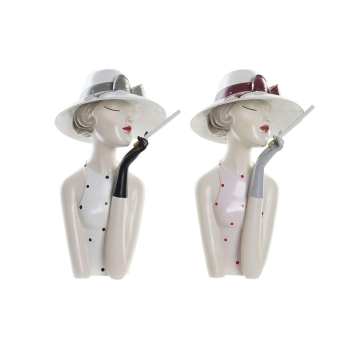 Figura Urban DKD Home Decor Blanco Rosa 15 x 31 x 18.5 cm (2 Unidades) Figura Urban DKD Home Decor Blanco Rosa 15 x 31 x 18.5 cm (2 Unidades)