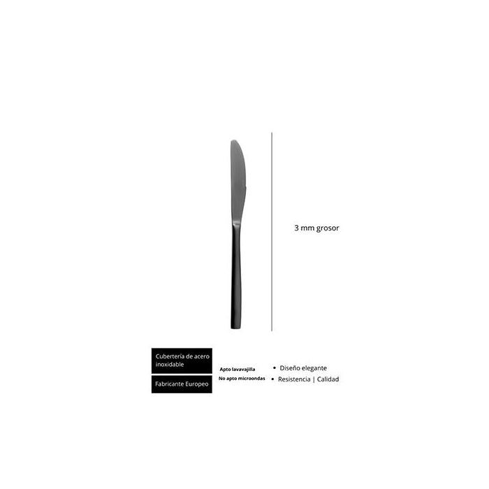 Sinxelo Satin Negro Cuchillo Mesa 220 Mm (12 Unidades) 1 Sinxelo Satin Negro Cuchillo Mesa 220 Mm (12 Unidades) 1