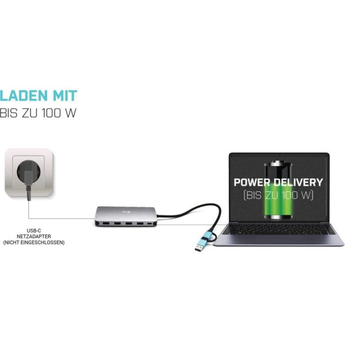Hub USB i-Tec CANANOTDOCKPD Plateado 7 Hub USB i-Tec CANANOTDOCKPD Plateado 7