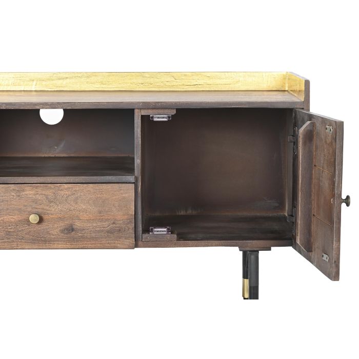 Mueble de TV DKD Home Decor Marrón oscuro Metal Madera de mango (130 x 45 x 60 cm) 3