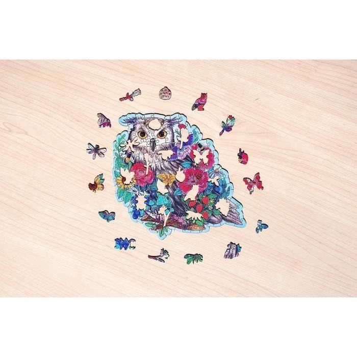 Puzzle de madera - Forma - 150 piezas - Búho floral 3 Puzzle de madera - Forma - 150 piezas - Búho floral 3